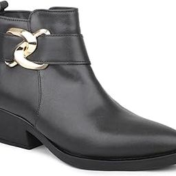 inc.5 Women Black Mid Top Block Heel Chunky Boots with Buckle Detail Clog-picture-43