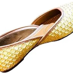 Care Walk Jutti for Women - Punjabi Mojaris, Stylish Footwear, Rajasthani Ladies Mojdi for Wedding, Party - Sea Green Mirror Design-picture-41