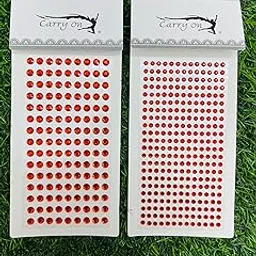 Paaroots Pack of 2 Red Sheets of Self Adhesive Stone Stickers, Rhinestones Stickers for Art and Craft, DIY, Eye and Hair Makeup Festival Face Jewels Hair Gems Sticker for Nail Art-picture-21