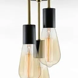 Antique Brass 3-Light Semi Flush Ceiling Light Fixture A.N.C 3-Light Chandelier Hanging Light Brass Gold & Matt Black Modern Ceiling Pendant Lamp Light for Any Rooms(Bulb not Included) (Pack of 1)-image-99