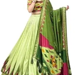 mitra biz Women's Patola Print Wiith Leriya Print Tussar Silk Lehenga Choli-picture-17