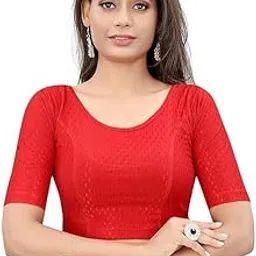 Women Blouse Dobby strachable Flexible New readyment Blouse-image-0