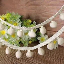 Handicraft-Palace Pom Pom Mini Bobble Ball Fringe Braid Lace Trimming for Crafting Sewing Hats (White, 20 Meter)-picture-34