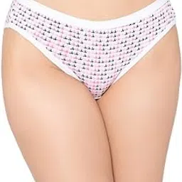 clovia Women's Cotton Low Waist Printed Bikini Panty in White-picture-18