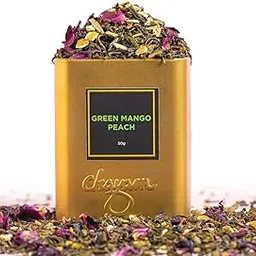 CHAYAM Mango Peach Green Tea - 50g | Refreshing Fruit-Infused Green Tea | Natural Mango & Peach Flavour | Boosts Energy & Focus | Metabolism Boost | Brew Hot or Cold | Premium Tin Pack-picture-42