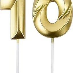 Golden Number Candle for Cake Decoration | Birthday, Anniversary, Wedding Party Cake Topper | Elegant Metallic Number Candle for Celebrations & Events (Ten)-picture-32