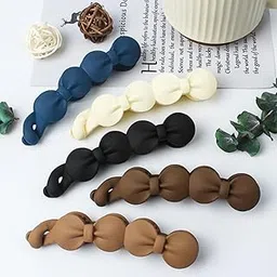 Giggles Boo | Pack of 4 Pc Cute Bananaclip Matte Color 11 cm Banana Bow Hair Clip – Acrylic Hair Banana Clip for Women and Girls, Stylish Hair Accessorie-image-39
