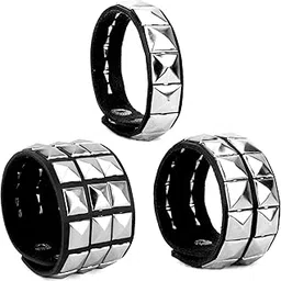 pmeixcy 3 Pieces Halloween Leather Punk Bracelet for Men Women 80s Goth Rock Wristband Cuff Bangle Unisex Party Accessories-picture-19