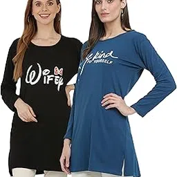 Women Cotton Long T-Shirt Combo-image-56