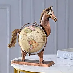 CraftVatika Home And Office Decorative Globe Metal Horse Table Top Showpiece Globe,Home House Decoration items,Decor and Gift for Living room, Bedroom, Showcase,Office Desk,Interior (Type 4)-picture-70