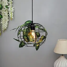 Homesake®Hanging Pendant Plant Light Fixtures Creative Home Decor Living Room Dining, Ceiling Light with Leafy Vine and Filament Bulb, Sphere-picture-10