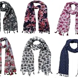 fusfus Women's Printed Scarf and Stoles, (Multicolor, FS077) - Pack of 6-picture-17