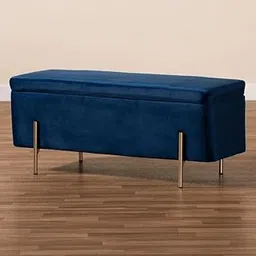 LEGACY OF COMFORT Molto Velvet Upholstered Storage Bench Sofa Bench Sofa couches Window Bench Ottoman Bench 2 Seater Sofa Chaise Lounger Pouffe for Living Room Bedroom Office (Navy Blue)-image-51