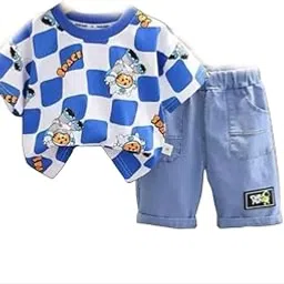 Shree Shyam Kids Clothes for Boys | Half Printed Summer Dress for Baby Boy | Cotton T Shirt and Shorts Clothing Set-image-93