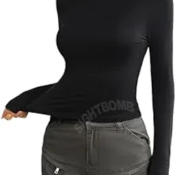 sightbomb Ultra Soft Feather Touch Micro Fiber Turtle Neck Cuddle TEE Fullsleeve Tops for Women (in, Alpha, M, Regular, Black)-picture-30