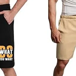 ads clothing Black & Beige Unisex Graphic Print Shorts for Men & Women-picture-37