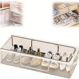 BLURISM Transparent Plastic Stackable Shoe Box, Waterproof And Dustproof Shoe Storage Box, Shoe Organizer for Closet, Household Bed Bottom Shoe Rack, Foldable Space-Saving (Pack Of 1)-picture-21