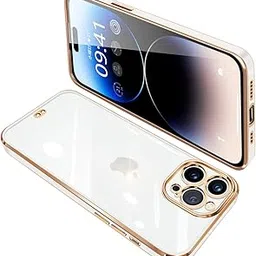 iPhone 14 Pro Case, Clear, Transparent, iPhone 14 Pro Cover, Smartphone Case, Full Protection, Shockproof, TPU, Soft, Thin, Plated, Mobile Strap Hole, Drop Prevention, White-image-9