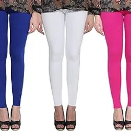 Premium_Cotton Lycra_Ankle Length Leggings_For Women/Girls/Ladies_Combo Pack of 3_(Royal Blue, White & Rani Pink)-image-6