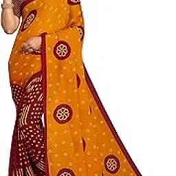Kanooda Prints Women's Fancy Bandhani Printed Georgette Saree_1279_Yellow-picture-31