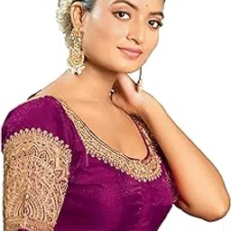vihu fashion Women's Readymade Blouse Embroidery Multi Coding Dull Golden Sequence Work Indian Ethnic Designer Stitched Readymade Saree Half Sleeve Blouse for Women for Saree Lehenga Choli image 1