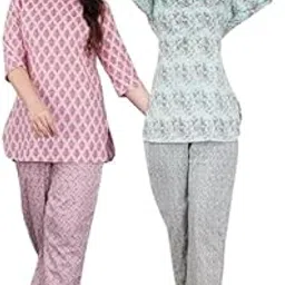 Ganpati Cotton Printed Night Suit for Women's Shirt and Pyjama Sleep wear Set for Womens and Girls Combo Pack-picture-30