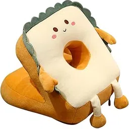 jazzy pearls JAZZY PEARLS® Cute Toast Nap Pillow Seat Cushion Pad ice Silky Cloth Travel Pillow 25x30cm Smile-picture-43