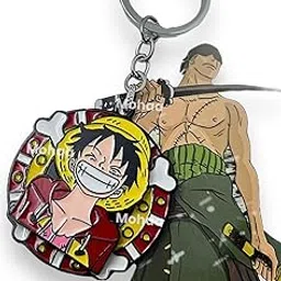 mohaa Anime Keychain - Zoro Acrylic Keyholder for Bike, Scooty, Car | One Piece | Monkey D Luffy Spinner 360 Degrees Rotatable | Metal Keyholder-picture-37