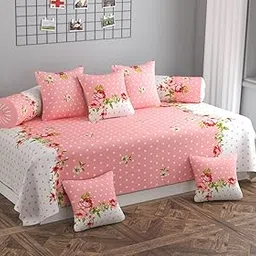 BZ_TYLORSTYLE Cotton Striped Diwan Set (Black, Pink)-picture-62