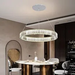 Discount4product Modern Crystal Chandelier Lighting Ceiling Dining Room Living Room Chandeliers Contemporary LED Light Fixtures Hanging 1 Ring Foyer Girls Bedroom Pendant Lights,Warm White helix0026-image-15