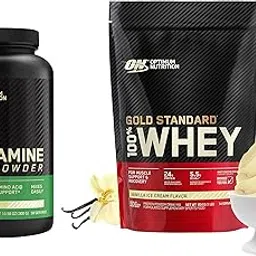 Optimum Nutrition (ON) Gold Standard 100% Whey Protein Powder 1 lbs, 454 g (Vanilla Ice Cream) & Optimum Nutrition L-Glutamine Powder, 250 Gram-picture-46