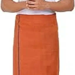ethazh Kuppadam Handloom 2Mtr Dhoti for Men Unstitched Cotton Blend Fabric - Temple & Festival Outfit |Single Layer |Pate Design 1 Inch with Contrast Color Border-picture-23