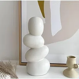 The Vintage ArtefactsDecorative Ceramic Vase for Flowers, Pampas Grass Vase, Vase for Money Plant Live Plants for Home, Office,Gifts- (Pebble Vase, Height- 8.5 Inches, White)-picture-29
