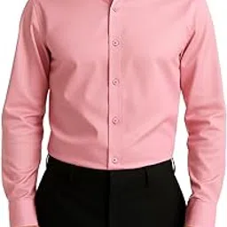 Nagi Textile Men's Cotton Formal Shirt, Pink Regular Fit Long Sleeve, Button Collar, Single Chest Pocket, All Season Office-picture-35