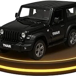 1:32 Scale Toy Car for Kids – Mahindra Thar 4x4 Die-Cast SUV Model | Pull Back Action | Metal Cars for Kids Toys | Black Miniature Car for Boys & Girls (Black Thar)-picture-20
