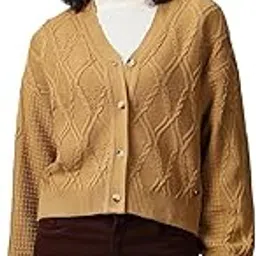 High Star Women Acrylic Knitted Regular fit V Neck Full Sleeves Sweaters 55-image-30