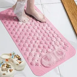 Non-Slip Bath Mat with Massage Nodes, Pink, Extra Long Shower Safety Mat-picture-27