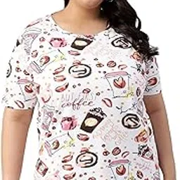juneberry 100% Pure Cotton Regular Fit Latest & Trendy All Over Prints Half Sleeve Plus Size T-Shirt for Women & Girls (Sizes: 2XL to 5XL)-picture-33