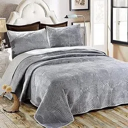 YKFN Bedspread Quilt Cover, Stylish, Bed Cover, Double, Semi-Double, 3-Piece Set, 100% Cotton, Bed Cover Set, Sofa Cover, Multi-Cover, Interior, 2 Pillow Cases, Present, 106.0 x 92.4 inches (270 x 234 cm)-image-46