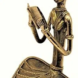 Handcrafted Dhokra Metal Art Collectible Showpiece Figurine of Lady Sitting and Reading | Home Decor | Table Decor-picture-21