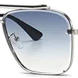 zorato Square Non-Polarization Sunglasses (M, Aviator Blue Silver)-picture-31