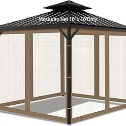 AONEAR Gazebo Universal Replacement Mosquito Netting, 10' x 10' Outdoor Mesh Netting Screen 4-Panel Sidewall with Zipper for Patio, Canopy, Garden and Backyard, Khaki(Mosquito Net Only)-picture-39