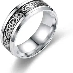 glamshell Rings Stainless Steel Men Ring Design Grey Finger Ring Black and Blue For Men Pack of 1-picture-40