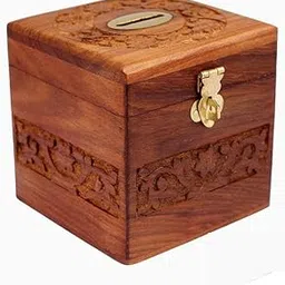 ZUHAIB CRAFTED LEGACY Wooden Money Box/Piggy Bank, Money Bank, Coin Bank with Carved Design for Adults & Kids. etc-picture-53