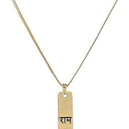 gehena by estele Fashion Jewellery Ram Naam Pendant for Men's: Gold Plated Stylish and Fashionable Spiritual Ram Naam Pendant Necklace with Chain for Men's and Women (Unisex)-OSAK008-IG PENDANT-picture-24