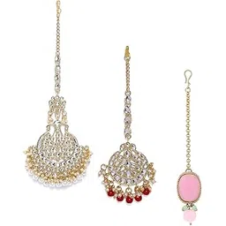 zaveri pearls Combo of 3 Gold Tone Kundan Maangtikka For Women-ZPFK13072-picture-14