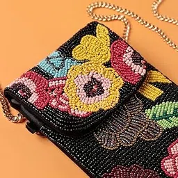 THE WISHING CHAIR | Alice Hand Embroidered Phone Bag & Cards Holder with Cross Body Chain Multicoloured-picture-25