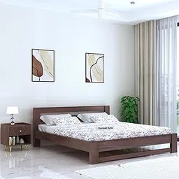 Ganpati Arts Sheesham Wood Foster Queen Size Bed Without Storage for Bedroom | Wooden Double Bed Cot Palang Furniture for Living Room Home Hotel (Walnut Finish)-image-13