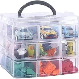 3 Layers 18 Grid Plastic Transparent Jewelry/Makeup/Cosmetic Storage Box Portable Jewelry Box Accessories for Earrings Ring (Transparent)-image-9