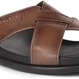 liberty Healers LEEKS-2 Casual Slipper for Men - Black & Tan | Lightweight & Comfortable | Slip-on Flats/Slippers Footwear | Suitable For Outdoor, Monsoon, Rainy Season Footwear image 1